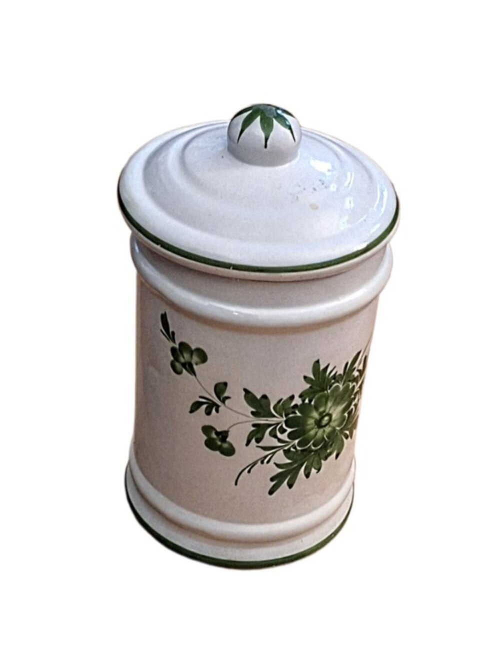 Vintage Hand Painted 8” Ceramic Lidded Canister Italy